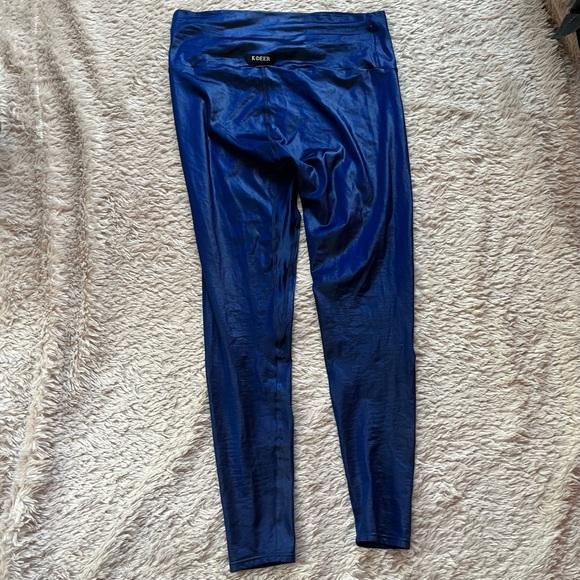 K-DEER blue wet look shiny leggings 2X - Picture 3 of 9